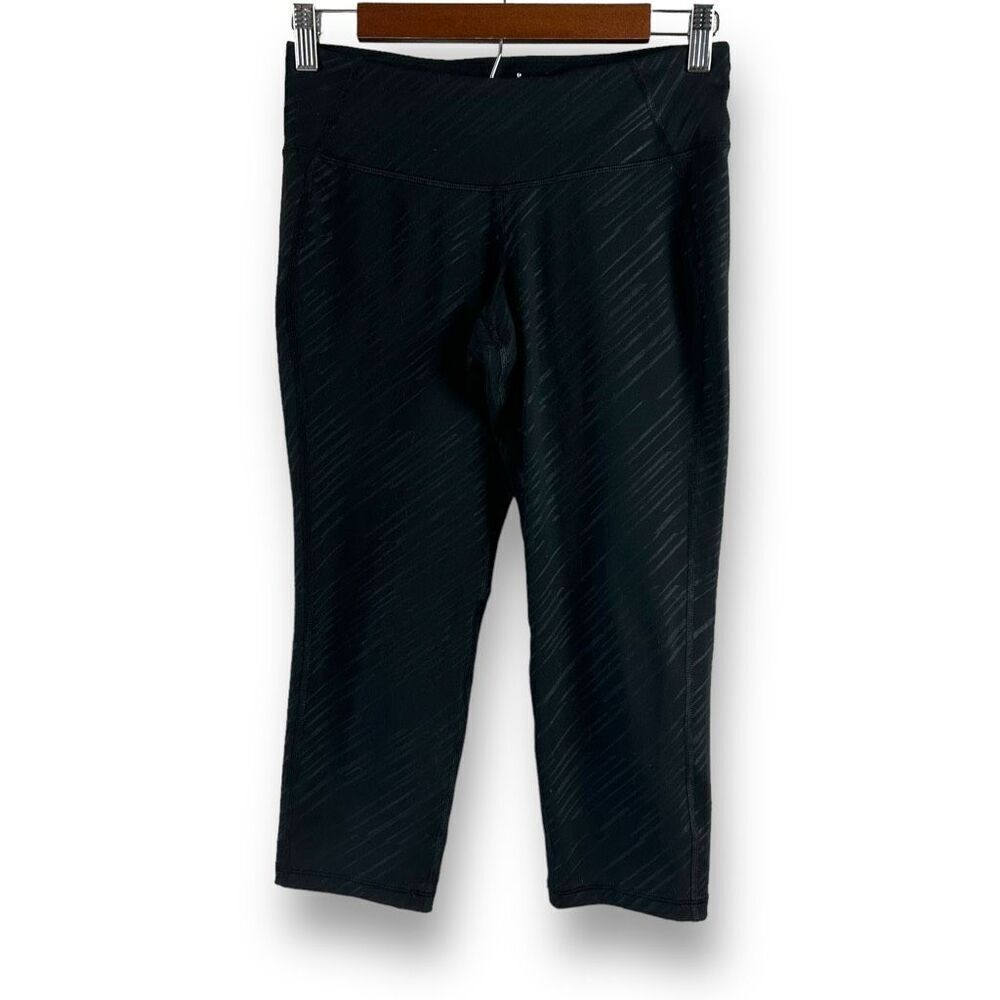 Old Navy Active Women's M Crop Athletic Leggings‎ Black Metallic Stripe Workout